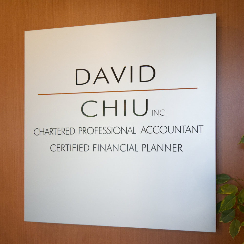 David Chiu Inc. office sign — Chartered Professional Accountant & Certified Financial Planner